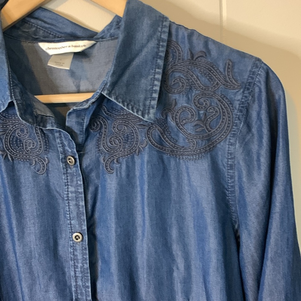 Christopher And Banks Chambray Button Up Size Lar… - image 3